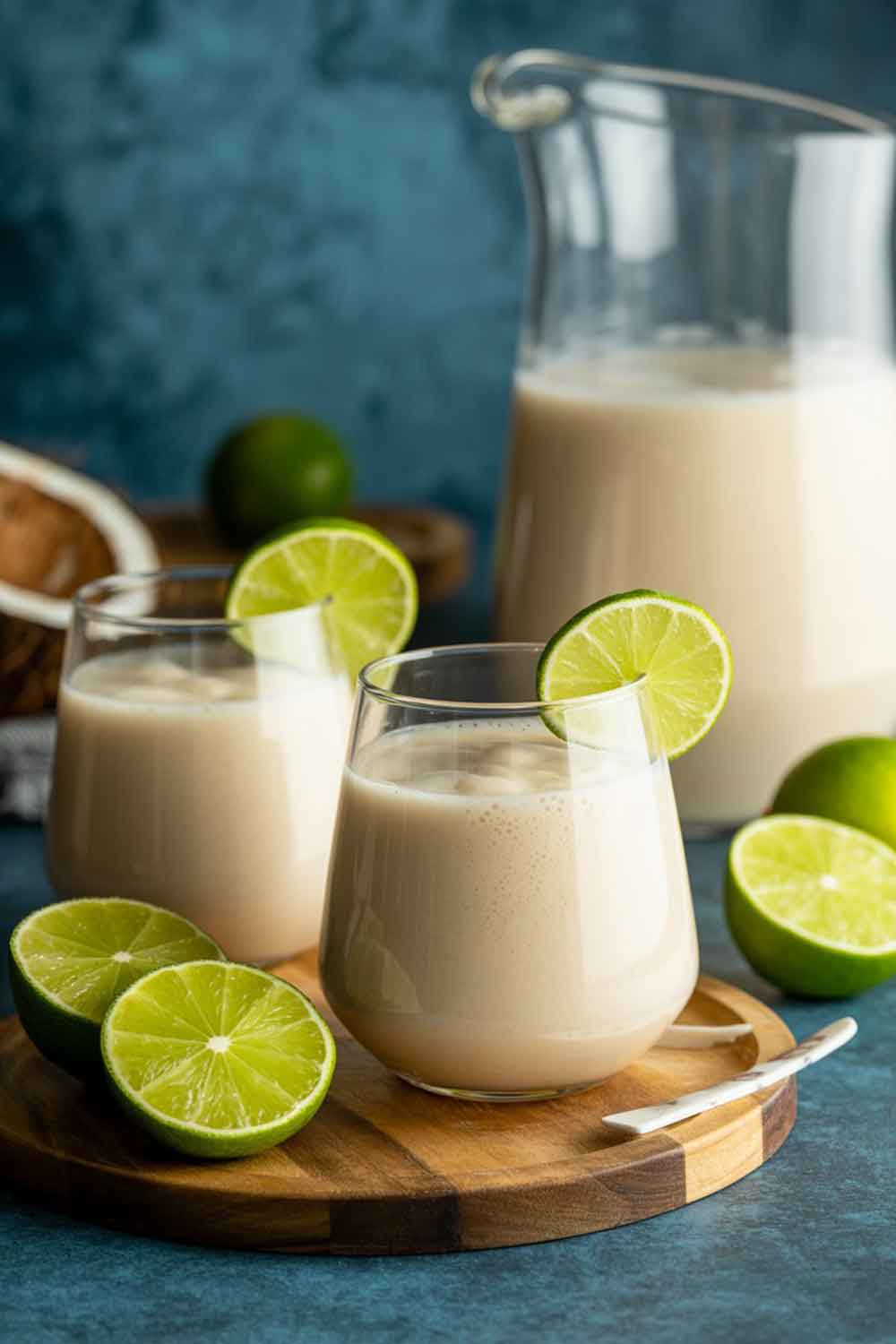 Coconut Lime Rum Punch Creamy coconut lime rum punch served in glasses with lime slices on the rim, a smooth tropical drink perfect for entertaining a crowd.